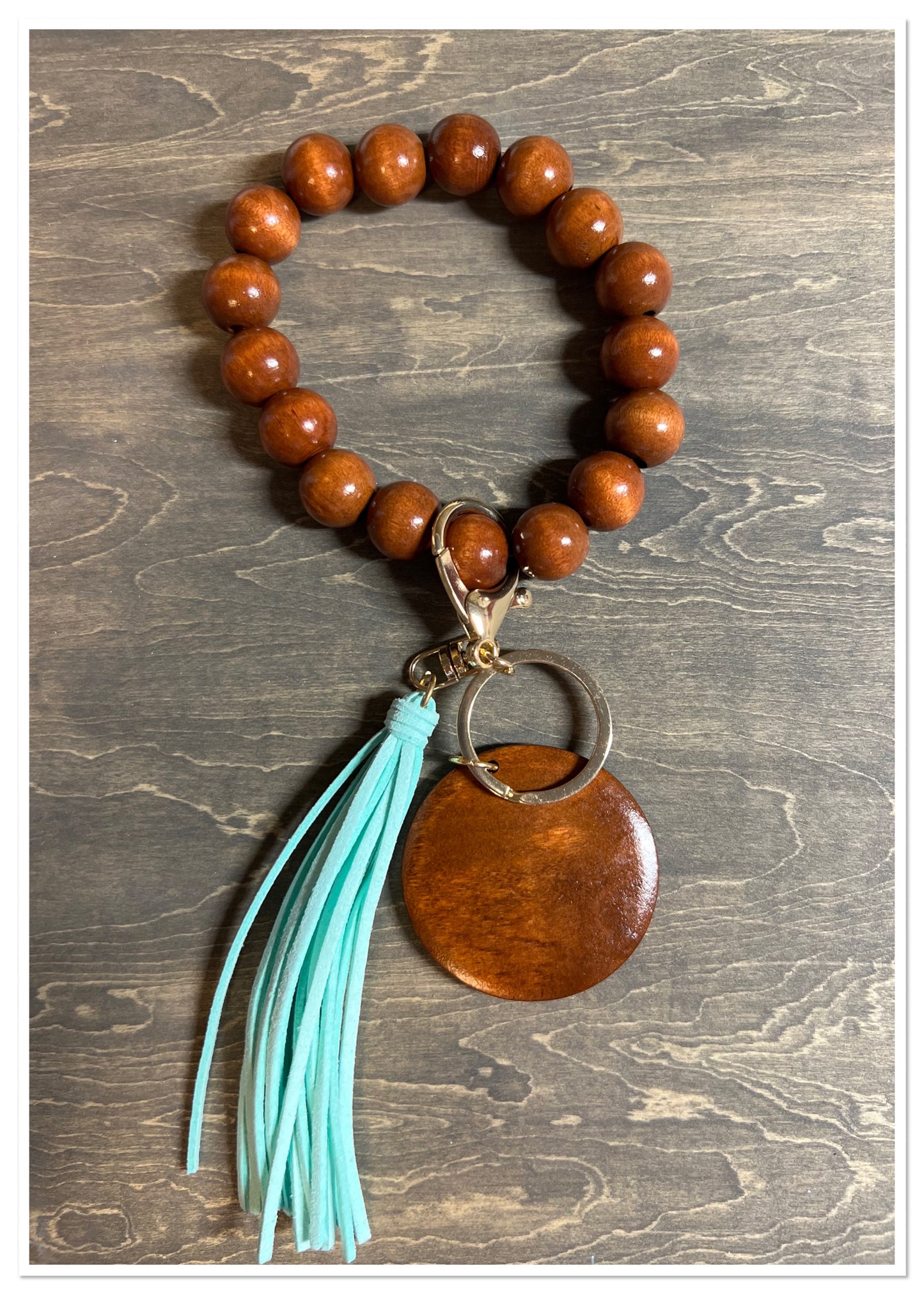 Wooden Beads Wristlet-Suede Tassel