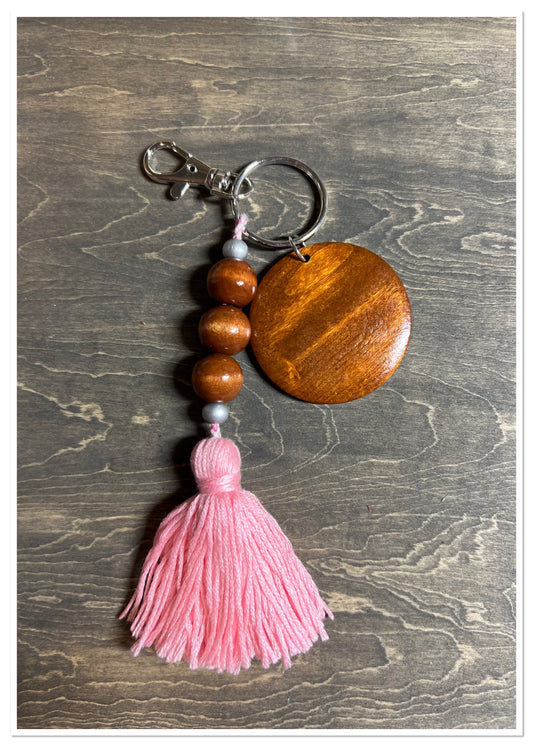 Wooden Beads Tassel Keychain