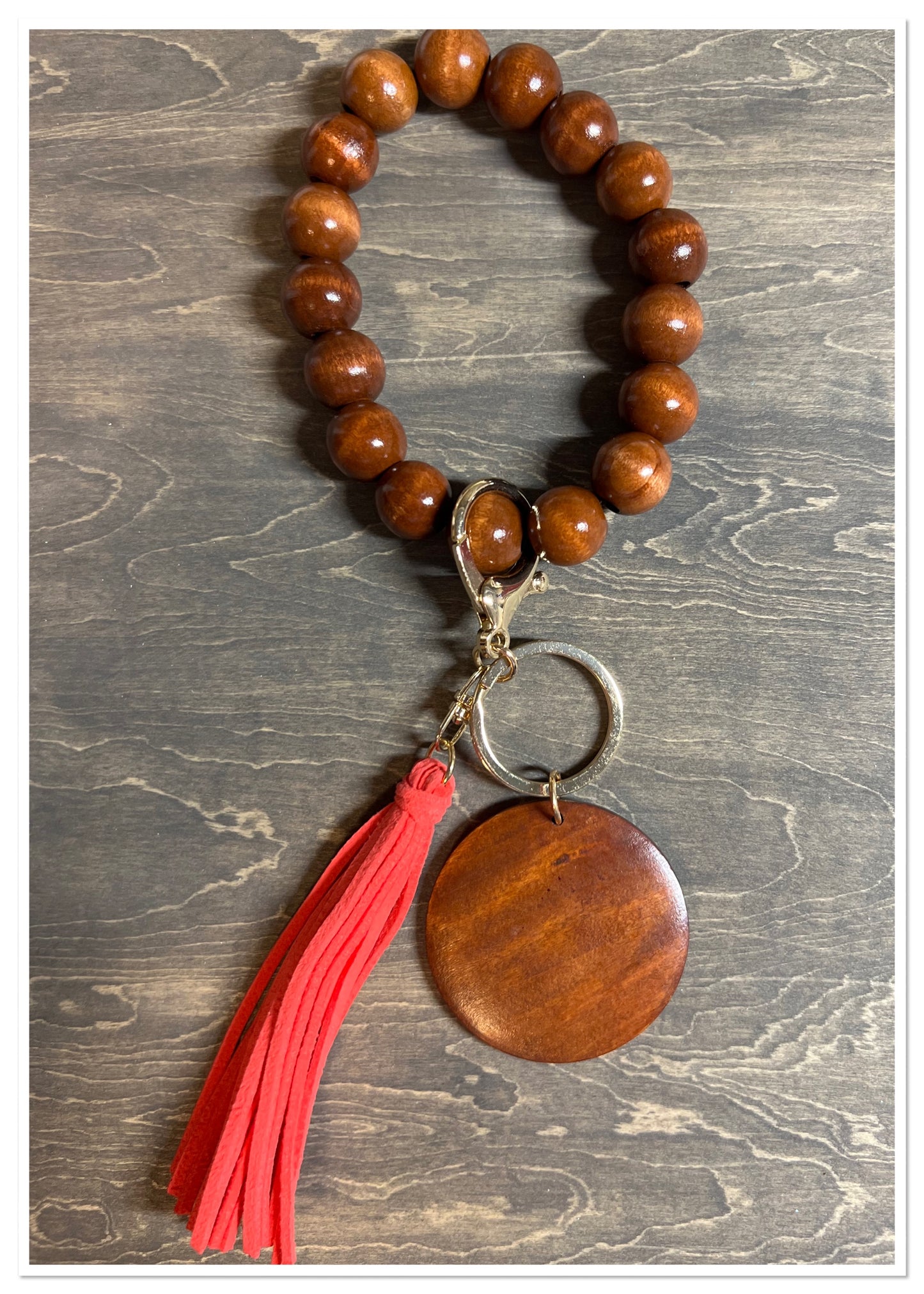 Wooden Beads Wristlet-Suede Tassel