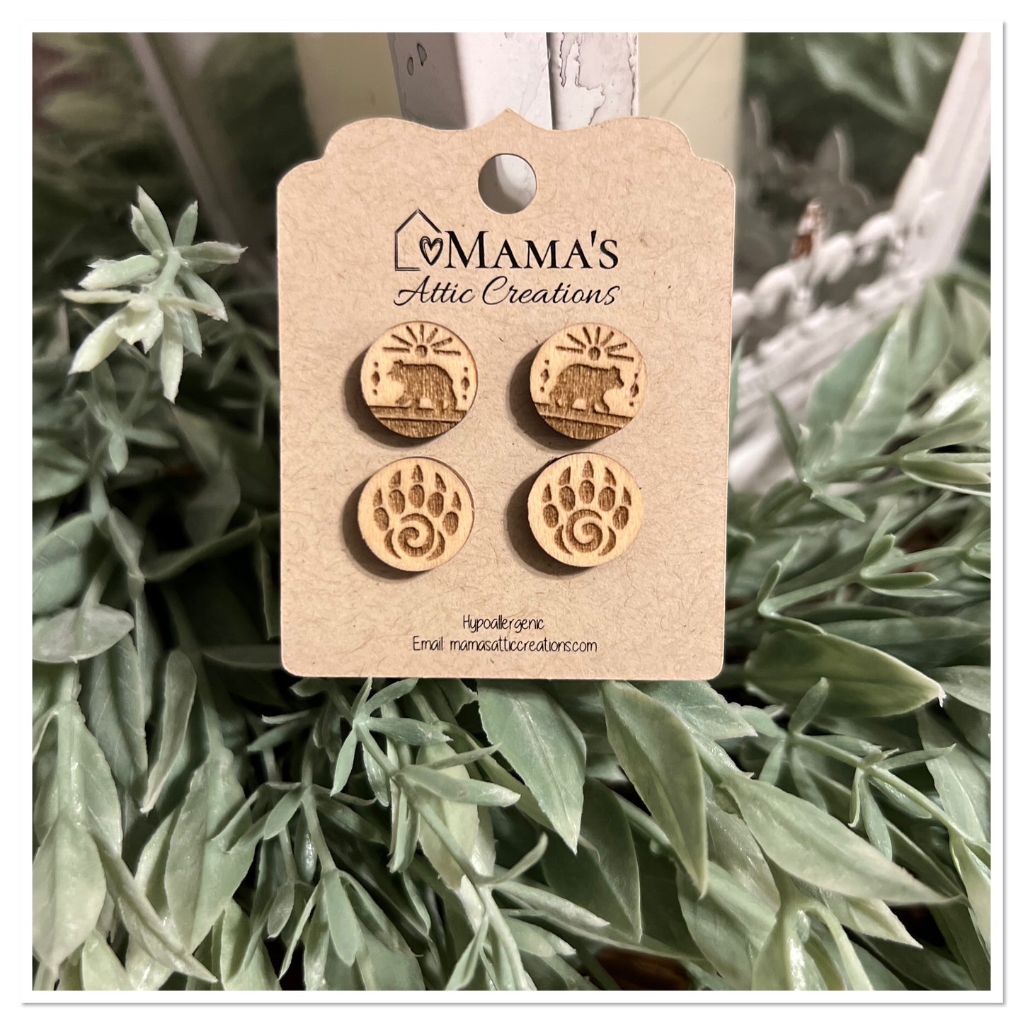 Wood Stud Earrings-Two pair