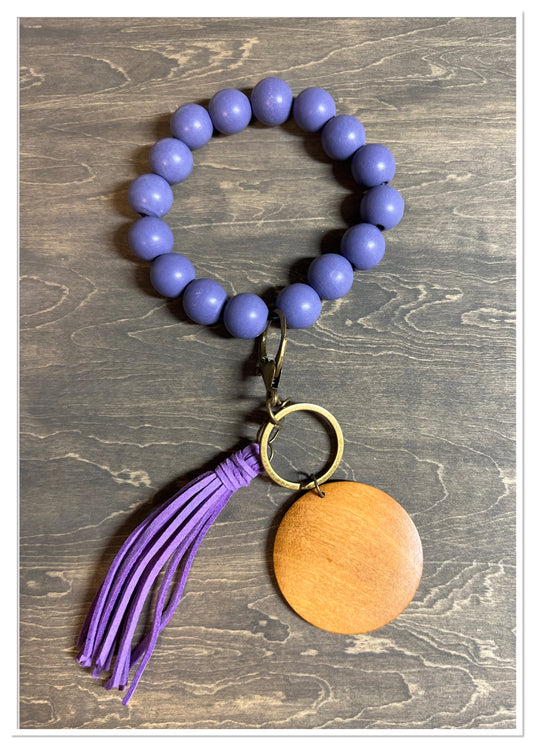 Wooden Beads Wristlet Solid Color-Suede Tassel